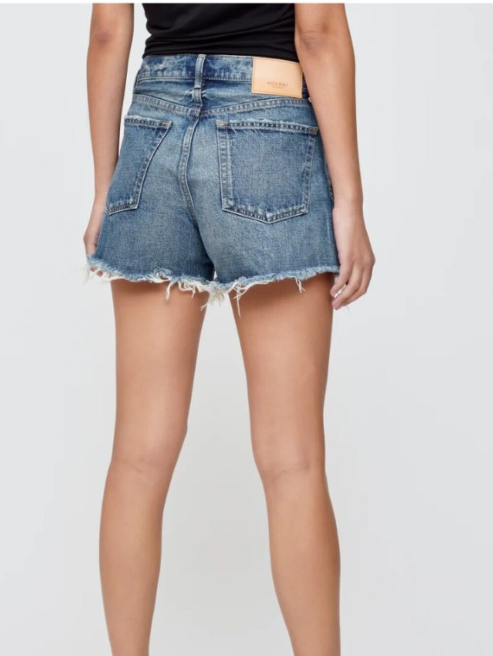 Moussy Distressed Blue Denim Jean Shorts